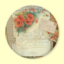 Poppies Memories and French Script magnets