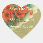 Poppies Memories and French Script Save the Date Sticker