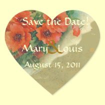 Poppies Memories and French Script Save the Date stickers
