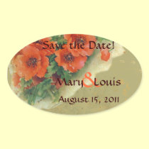 Poppies Memories and French Script Save the Date stickers
