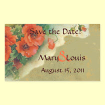 Poppies Memories and French Script Save the Date stickers
