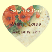 Poppies Memories and French Script Save the Date stickers