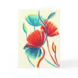 Poppies Red Blue Greeting Card