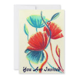 Poppies Red Blue Invitation, You Are Invited
