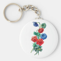 Poppy Anemones Drawn from Nature Keychain