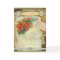 Poppy Antique Music Sheet Pastiche Greeting Card