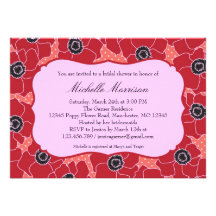 Poppy Flower Bridal Shower Invitation