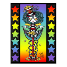 Poppy Popcorn Pixie Stick Rainbow Circus Postcard