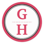Poppy red 2 initial letter monogram gift tag seal