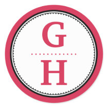 Poppy red 2 initial letter monogram gift tag seal