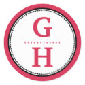Poppy red 2 initial letter monogram gift tag seal stickers