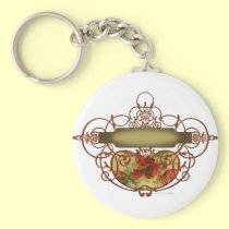 Poppy Scroll Banner keychains