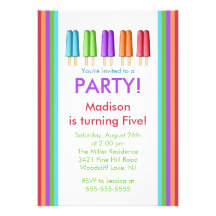Popsicle Summer Fun Birthday Party Invitation