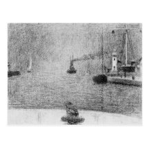 Port in Honfleur by Georges Seurat Post Cards