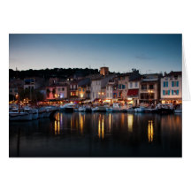 Port of Cassis at night Greeting Cards