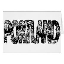Portland Grunge Map Greeting Cards