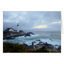 Portland Head Lighthouse at Sunrise Greeting Cards