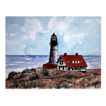 portland head lighthouse maine post card