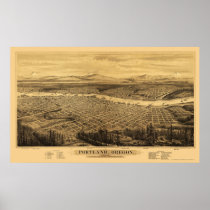 Portland, OR Panoramic Map - 1879 Print