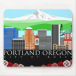 Portland Oregon Skyline with Mount Hood mousepads