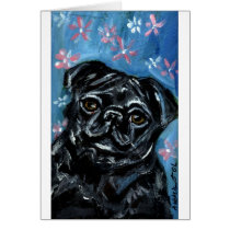 Portrait of a Black Pug Cards