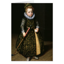 Portrait of a four-year old boy with club and card