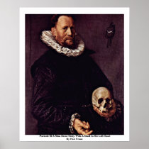 Portrait Of A Man About Sixty, With A Skull Posters