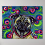 Portrait of a Pug Bubbles Poster