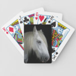 Portrait of a white horse bicycle playing cards