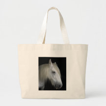 Portrait of a white horse canvas bag