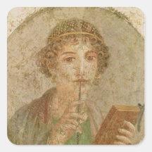 Portrait of a young girl square stickers