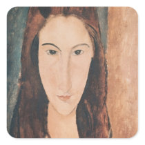 Portrait of a Young Girl Square Sticker