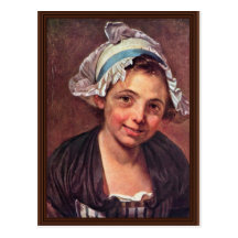 Portrait Of A Young Peasant Girl By Greuze Jean-Ba Postcards