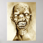Portrait of an irradiated zombie with a cleft lip posters
