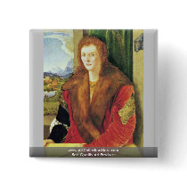 Portrait Of An Unknown Red Schaube Pinback Button