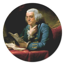 Portrait of Benjamin Franklin Round Stickers