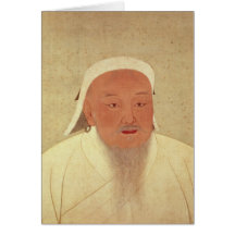 Portrait of Genghis Khan , Mongol Khan Greeting Cards