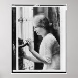 Portrait of Helen Keller Touching a Statue posters