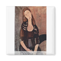 Portrait Of Jeanne Hébuterne By Modigliani Amedeo Refrigerator Magnet