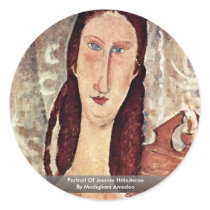 Portrait Of Jeanne Hébuterne By Modigliani Amedeo Round Stickers