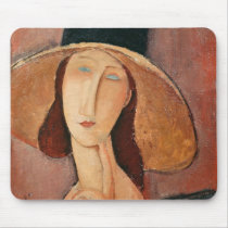 Portrait of Jeanne Hebuterne in a large hat Mousepads