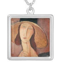 Portrait of Jeanne Hebuterne in a large hat Pendant