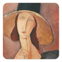Portrait of Jeanne Hebuterne in a large hat Sticker