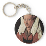 Portrait Of Margaret Van Eyck, Wife Of Jan Van Eyc keychains