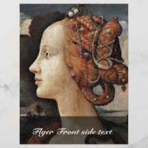 Portrait Of Simonetta Vespucci By Piero Di Cosimo Flyer Design