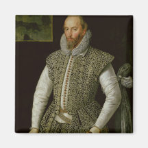 Portrait of Sir Walter Raleigh, 1598 Fridge Magnet