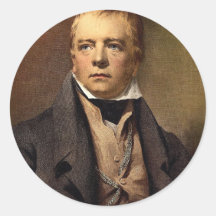 Portrait of Sir Walter Scott classic Photochrom Round Sticker