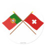 Portugal and Switzerland Crossed Flags Round Sticker
