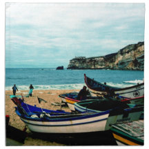 Portugal Seaside IV - Colourful Boats on the Beach Printed Napkins
