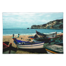 Portugal Seaside IV - Colourful Boats on the Beach Placemats